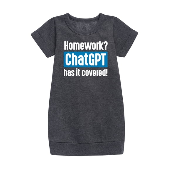 Instant Message - Homework ChatGTP Has It Covered - Toddler And Youth Girls Fleece Dress