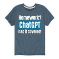 thumbnail image 1 of Instant Message - Homework ChatGTP Has It Covered - Toddler And Youth Short Sleeve Graphic T-Shirt, 1 of 6