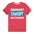thumbnail image 1 of Instant Message - Homework ChatGTP Has It Covered - Toddler And Youth Short Sleeve Graphic T-Shirt, 1 of 6