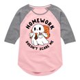 thumbnail image 1 of Instant Message - Homework Ghost - Toddler & Youth Girls Raglan Graphic T-Shirt, 1 of 5