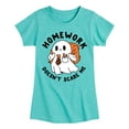 thumbnail image 1 of Instant Message - Homework Ghost - Toddler & Youth Girls Short Sleeve Graphic T-Shirt, 1 of 6