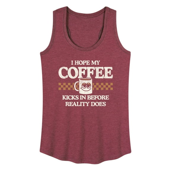 Instant Message - Hope My Coffee Kicks In - Women's Racerback Tank Top