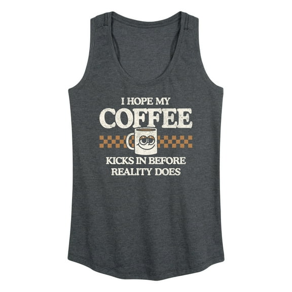 Instant Message - Hope My Coffee Kicks In - Women's Racerback Tank Top