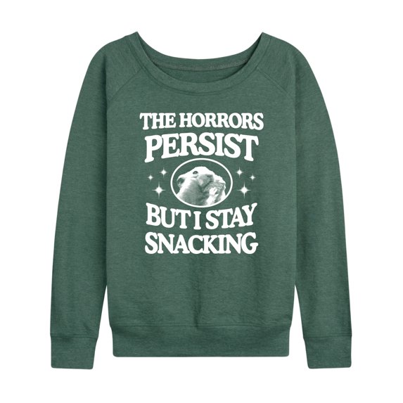 Instant Message - Horrors Persist Stay Snacking - Women's Lightweight French Terry Long Sleeve Shirt
