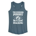 thumbnail image 1 of Instant Message - Horrors Persist Stay Snacking - Women's Racerback Tank Top, 1 of 5