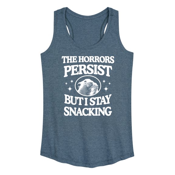 Instant Message - Horrors Persist Stay Snacking - Women's Racerback Tank Top