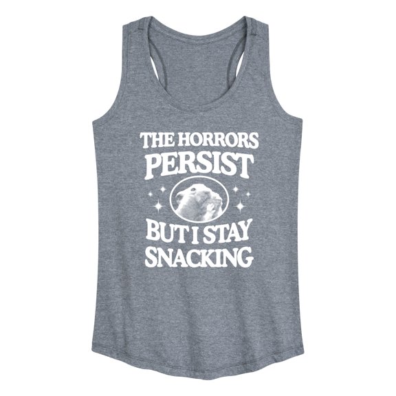 Instant Message - Horrors Persist Stay Snacking - Women's Racerback Tank Top