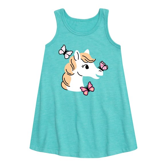 Instant Message - Horse Butterfly - Toddler & Youth Girls A-line Dress