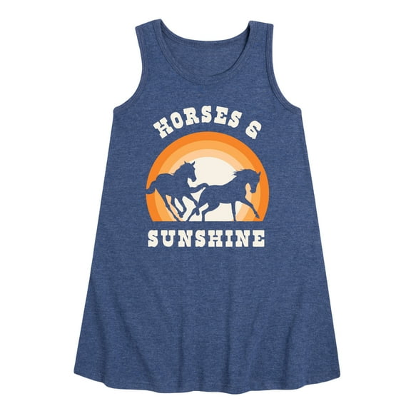 Instant Message - Horses And Sunshine - Toddler & Youth Girls A-line Dress