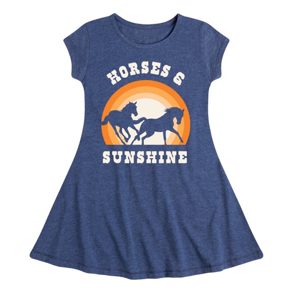 Instant Message - Horses And Sunshine - Toddler & Youth Girls Fit & Flare Dress