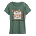 thumbnail image 1 of Instant Message - Hot Cocoa Vibes Retro Santa Mug  Christmas- Women's Short Sleeve Graphic T-Shirt, 1 of 6