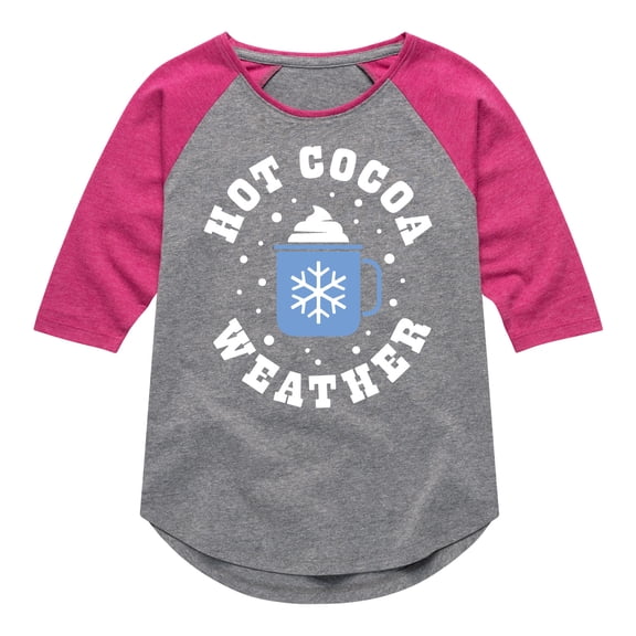 Instant Message - Hot Cocoa Weather  - Toddler & Youth Girls Raglan Graphic T-Shirt