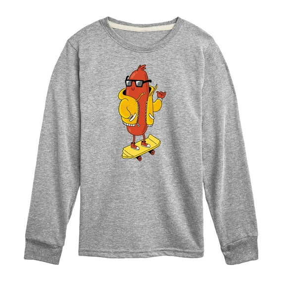 Instant Message - Hot Dog Skater - Toddler And Youth Long Sleeve Graphic T-Shirt