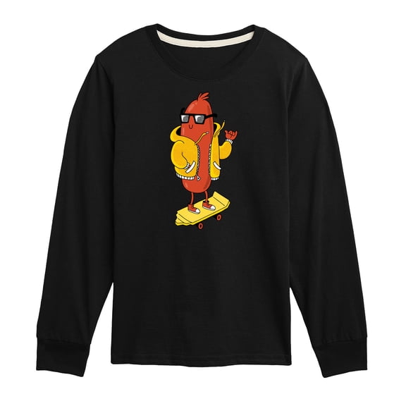 Instant Message - Hot Dog Skater - Toddler And Youth Long Sleeve Graphic T-Shirt