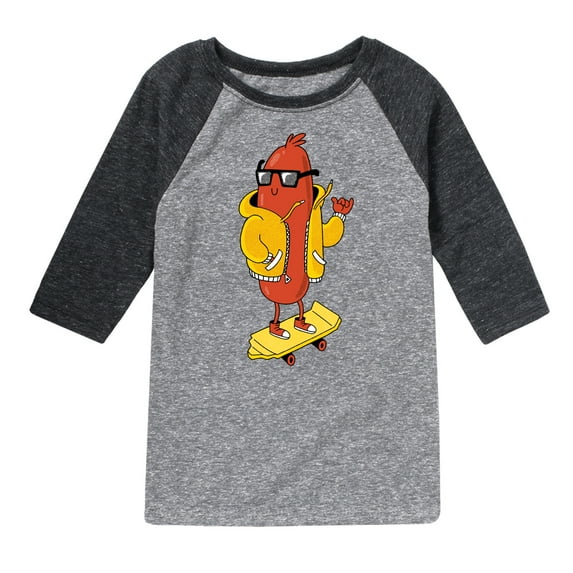 Instant Message - Hot Dog Skater - Toddler And Youth Raglan Graphic T-Shirt