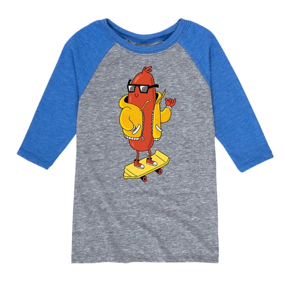 Instant Message - Hot Dog Skater - Toddler And Youth Raglan Graphic T-Shirt