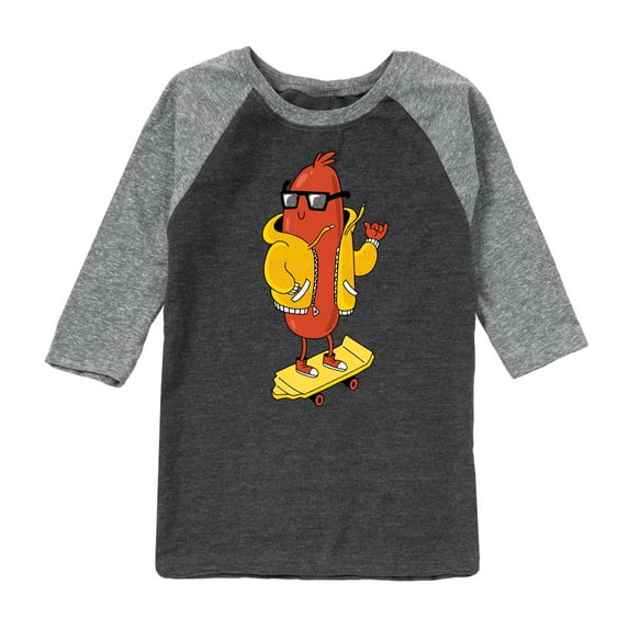 Instant Message - Hot Dog Skater - Toddler And Youth Raglan Graphic T-Shirt