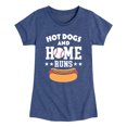 thumbnail image 1 of Instant Message - Hot Dogs And Home Runs - Youth Girls Fitted Short Sleeve T-Shirt, 1 of 6