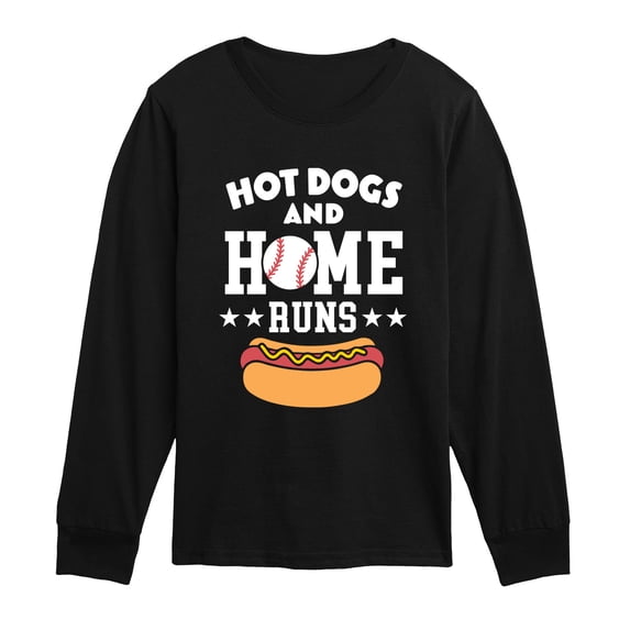 Instant Message - Hot Dogs And Home Runs - Youth Boys Long Sleeve Graphic T-Shirt