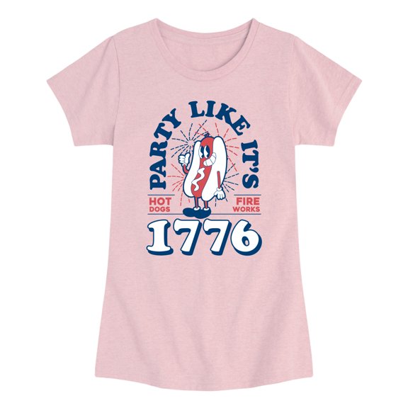 Instant Message - Hotdog and Fireworks - Youth Girls Short Sleeve T-shirt