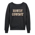 thumbnail image 1 of Instant Message - Howdy Cowboy Lightweight French Terry Wide Neck Long Sleeve Graphic Shirt, 1 of 6