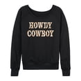 thumbnail image 1 of Instant Message - Howdy Cowboy Lightweight French Terry Wide Neck Long Sleeve Graphic Shirt, 1 of 6