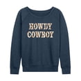 thumbnail image 1 of Instant Message - Howdy Cowboy Lightweight French Terry Wide Neck Long Sleeve Graphic Shirt, 1 of 6