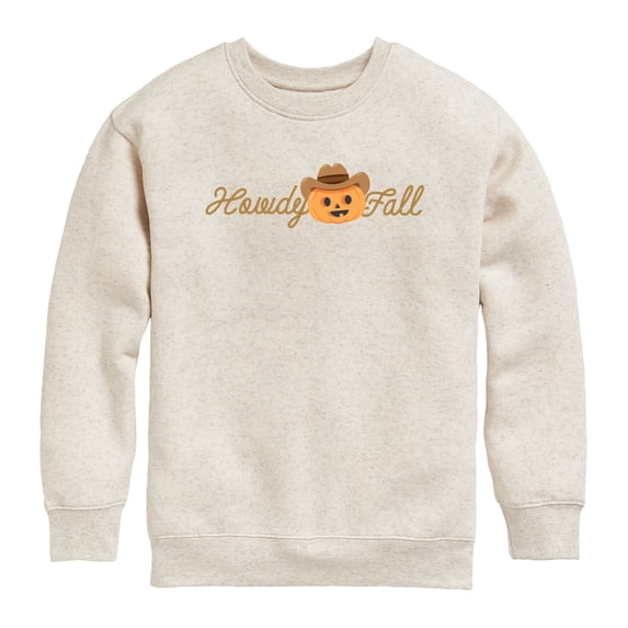 Instant Message - Howdy Fall Pumpkin - Youth Boys Crew Fleece Sweatshirt