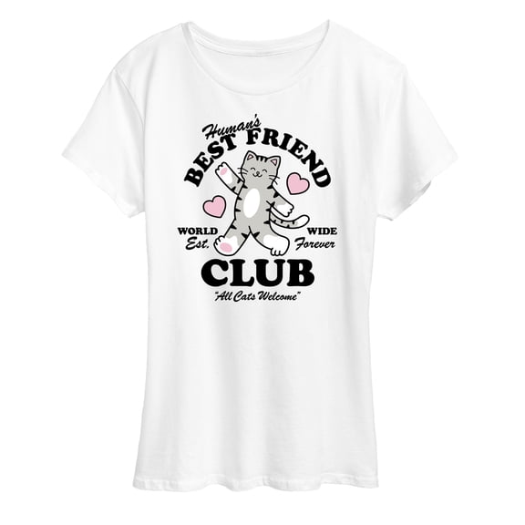 Instant Message - Humans Best Friend Club Cat - Women's Short Sleeve Graphic T-Shirt