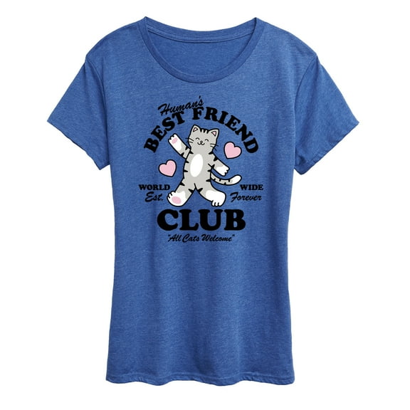Instant Message - Humans Best Friend Club Cat - Women's Short Sleeve Graphic T-Shirt