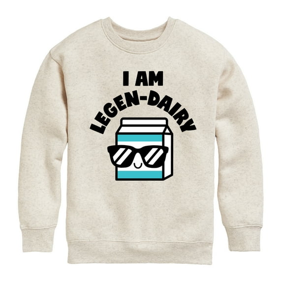 Instant Message - I Am Legen-Dairy - Cool Milk Carton - Toddler & Youth Crewneck Fleece Sweatshirt