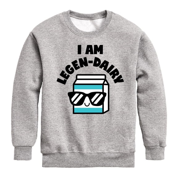 Instant Message - I Am Legen-Dairy - Cool Milk Carton - Toddler & Youth Crewneck Fleece Sweatshirt
