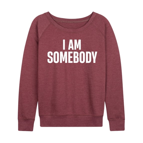 Instant Message - I Am Somebody Lightweight French Terry Wide Neck Long Sleeve Graphic Shirt