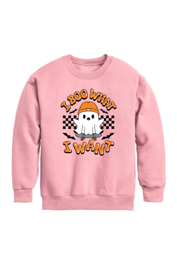 - I Boo What I Want - Youth Boys Crew Fleece Sweatshirt