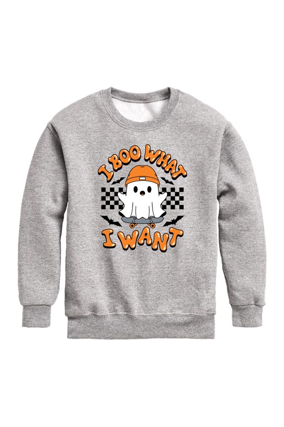 - I Boo What I Want - Youth Boys Crew Fleece Sweatshirt