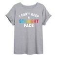 thumbnail image 1 of Instant Message - Can't Keep Straight Face - Juniors Oversized Graphic T-Shirt, 1 of 6