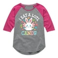thumbnail image 1 of Instant Message - I Eat Alotl Candy - Toddler And Youth Girls Raglan Graphic T-Shirt, 1 of 5