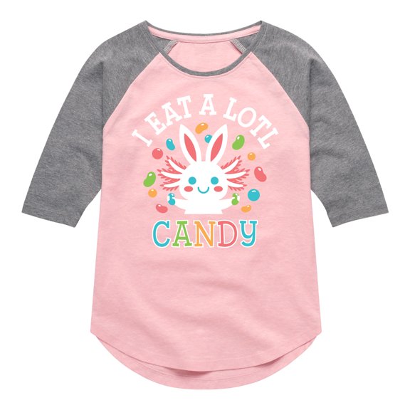 Instant Message - I Eat Alotl Candy - Toddler And Youth Girls Raglan Graphic T-Shirt