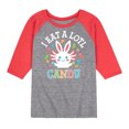 thumbnail image 1 of Instant Message - I Eat Alotl Candy - Toddler And Youth Raglan Graphic T-Shirt, 1 of 7