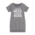 thumbnail image 1 of Instant Message - I Feel The Need To Read - Toddler And Youth Girls Fleece Dress, 1 of 6