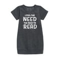 thumbnail image 1 of Instant Message - I Feel The Need To Read - Toddler And Youth Girls Fleece Dress, 1 of 1