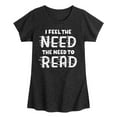 thumbnail image 1 of Instant Message - I Feel The Need To Read - Toddler And Youth Girls Short Sleeve Graphic T-Shirt, 1 of 6