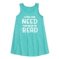 thumbnail image 1 of Instant Message - I Feel The Need To Read - Toddler and Youth Girls A-line Dress, 1 of 5