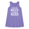 thumbnail image 1 of Instant Message - I Feel The Need To Read - Toddler and Youth Girls A-line Dress, 1 of 5