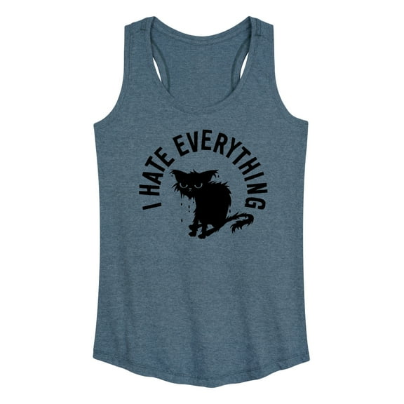 Instant Message - I Hate Everything Cat - Women's Racerback Tank Top