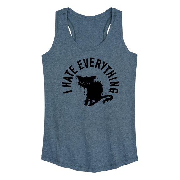 Instant Message - I Hate Everything Cat - Women's Racerback Tank Top