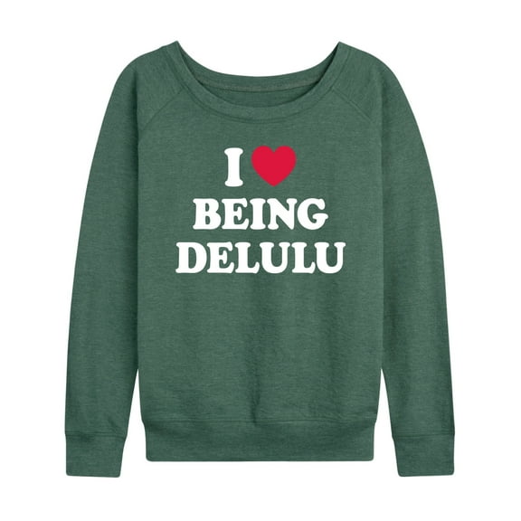 Instant Message - I Heart Being Delulu - Women's Lightweight French Terry Long Sleeve Shirt