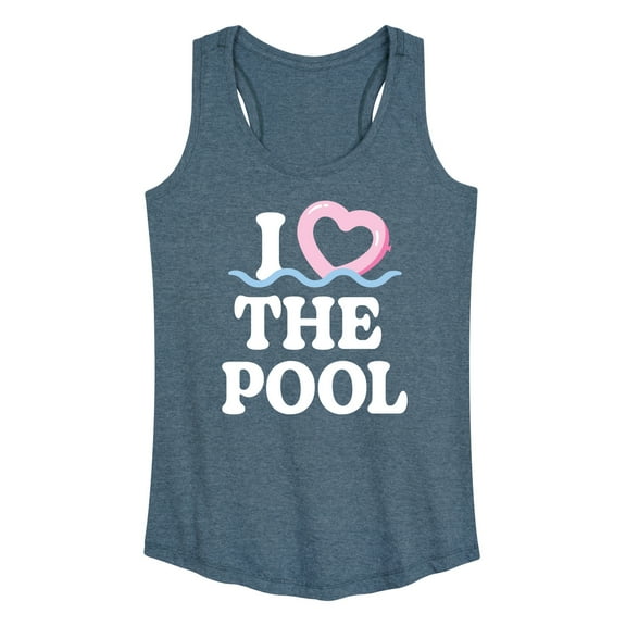 Instant Message - I Heart The Pool Floatie - Women's Racerback Tank Top