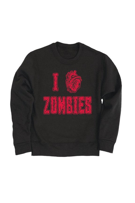 - I Heart Zombies-ADULT CREW FLEECE-S