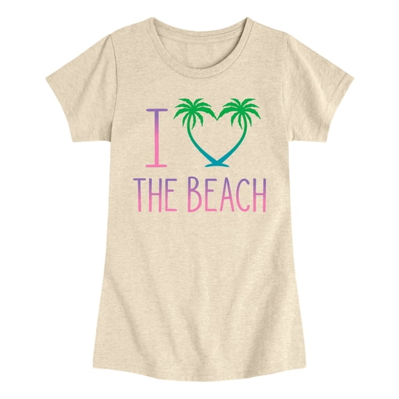 Instant Message - I Heart the Beach - Youth Girls Fitted Short Sleeve T-Shirt